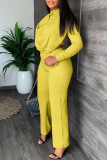 Pink Casual Work Solid Patchwork Buttons O Neck Long Sleeve Two Pieces