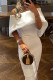 White Casual Print Solid Patchwork Off the Shoulder One Step Skirt Dresses