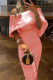 Pink Casual Print Solid Patchwork Off the Shoulder One Step Skirt Dresses