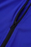 Khaki Casual Solid Patchwork Zipper Collar Skinny Romper