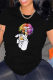Black Fashion Casual Print Basic O Neck T-Shirts