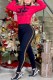 Red Casual Print Letter Mandarin Collar Long Sleeve Two Pieces