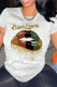 Grey Fashion Casual Print Basic O Neck T-Shirts