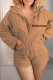Camel Casual Letter Basic Hooded Collar Regular Romper
