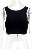White Sexy Casual Solid Patchwork O Neck Tops