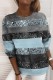 Light Blue Casual Striped Print Patchwork O Neck Tops