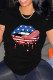 Black Fashion Casual Lips Printed Basic O Neck T-Shirts