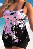 Black Casual Print Backless Swimwears Set (With Paddings)