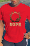 Red Fashion Casual Print Basic O Neck T-Shirts