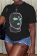 Black Fashion Casual Print Basic O Neck T-Shirts