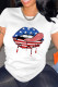 White Fashion Casual Lips Printed Basic O Neck T-Shirts