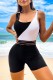 Black White Sexy Print Solid Patchwork Backless Contrast Swimwears (With Paddings)