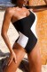 Black Sexy Patchwork Print Solid Backless Contrast Swimwears (With Paddings)
