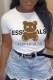 White Casual Character Print Letter O Neck T-Shirts