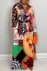 Yellow Casual Print Patchwork Turndown Collar Long Sleeve Dresses