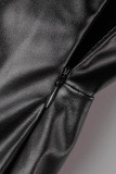 Black Sexy Solid Backless Strapless Irregular Dress Dresses