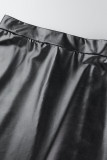 Black Casual Solid Tassel Patchwork Slit Skinny High Waist Conventional Solid Color Skirt