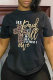 Black Fashion Casual Print Basic O Neck T-Shirts
