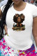 White Fashion Casual Print Basic O Neck T-Shirts