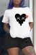 Black Casual Print Patchwork O Neck Short Sleeve Two Pieces