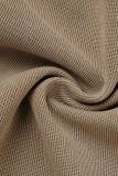 Khaki Casual Solid Patchwork Hooded Collar Long Sleeve Two Pieces (Without Underwear)