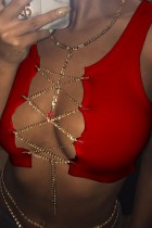 Red Sexy Casual Solid Patchwork O Neck Tops