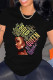 Black Casual Print Patchwork O Neck T-Shirts