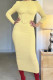 Khaki Casual Solid Patchwork O Neck Long Sleeve Dresses