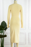 Black Casual Solid Patchwork O Neck Long Sleeve Dresses