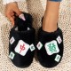 Black Casual Living Patchwork Round Keep Warm Comfortable Shoes