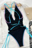 Black Sexy Solid Bandage Patchwork Backless Swimwears (With Paddings)