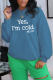 Blue Daily Print Patchwork Letter O Neck Tops