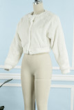 Pink Casual Solid Cardigan O Neck Outerwear