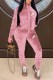 Pink Casual Print Letter Zipper Collar Long Sleeve Two Pieces