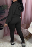 Pink Casual Letter Print Basic Hooded Collar Long Sleeve Two Pieces