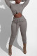 Grey Fashion Casual Living Solid Draw String Frenulum Pullovers Pants Basic O Neck Long Sleeve Regular Sleeve Regular Two Pieces