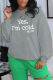 Grey Daily Print Patchwork Letter O Neck Tops