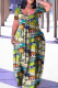 Colour Casual Print Basic V Neck Short Sleeve Dress Plus Size Dresses