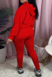 Pink Casual Letter Print Basic Hooded Collar Long Sleeve Two Pieces