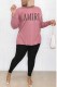 Pink Casual Print Letter O Neck Long Sleeve Two Pieces