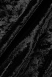 Black Casual Solid Basic Turtleneck Long Sleeve Dresses