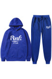 Pink Casual Letter Print Basic Hooded Collar Long Sleeve Two Pieces