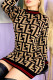 Yellow Elegant Letter Patchwork O Neck One Step Skirt Dresses
