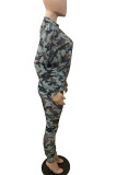 Red venetian Fashion Active adult Ma'am Camouflage Two Piece Suits pencil Long Sleeve Two Pieces