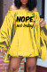 Yellow Casual Letter Print Basic Off the Shoulder Lantern Skirt Dresses