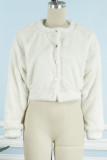 Pink Casual Solid Cardigan O Neck Outerwear