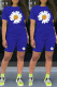 Blue Fashion Casual Print Basic O Neck Short Sleeve Two Pieces