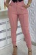 Pink Casual Solid Patchwork Skinny High Waist Pencil Solid Color Trousers