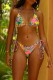 Green Yellow Sexy Print Bandage Backless Swimwears (With Paddings)