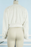 Pink Casual Solid Cardigan O Neck Outerwear
